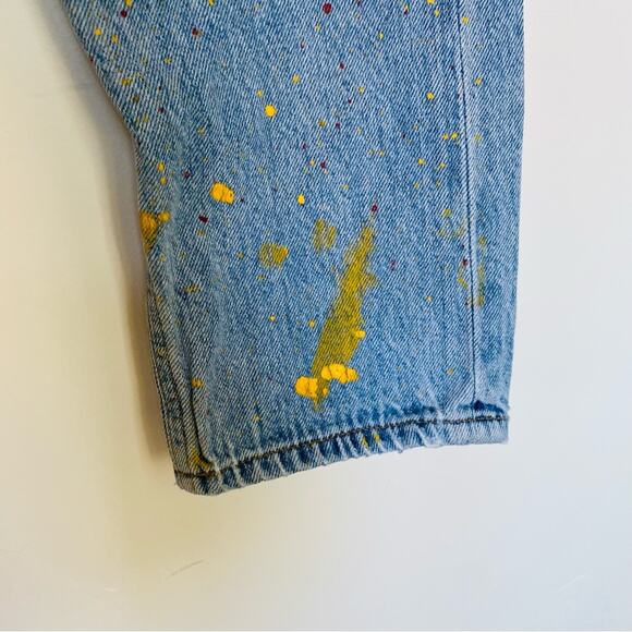 AGOLDE REVOLVE Jamie Light Blue Custom Paint High Rise Straight Leg Mom Jeans 26 - Picture 6 of 12